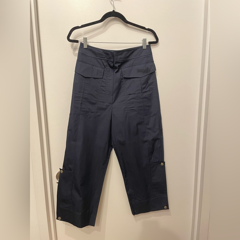 Sportmax navy poplin cropped cargo pants